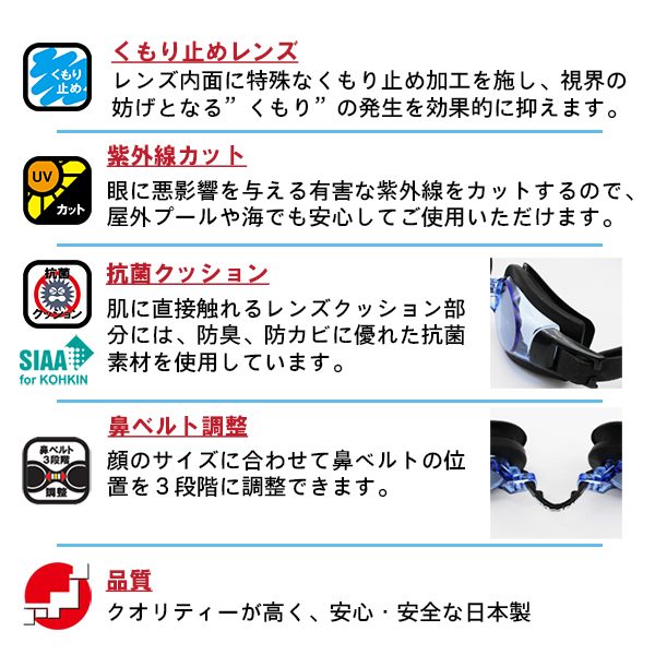 SWANS スワンズ スイミング ゴーグル 大人 中学生 高校生 大学生 曇り止め 抗菌 水...