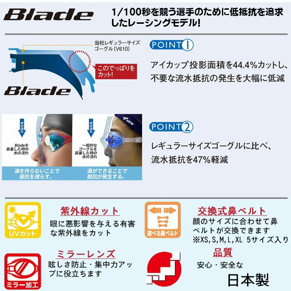 VIEW(ビュー) ノンクッション ミラー レーシング ゴーグル 水中メガネ 競泳 曇り止...