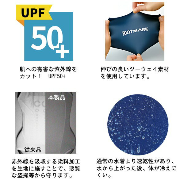 FOOTMARK フットマーク スクール 水着 ラッシュガード シャインガード 3L 男女共用 中学 高校 紫外線対策 UPF50+ 水泳 体育 学校 盗撮防止　メール便送料無料 2