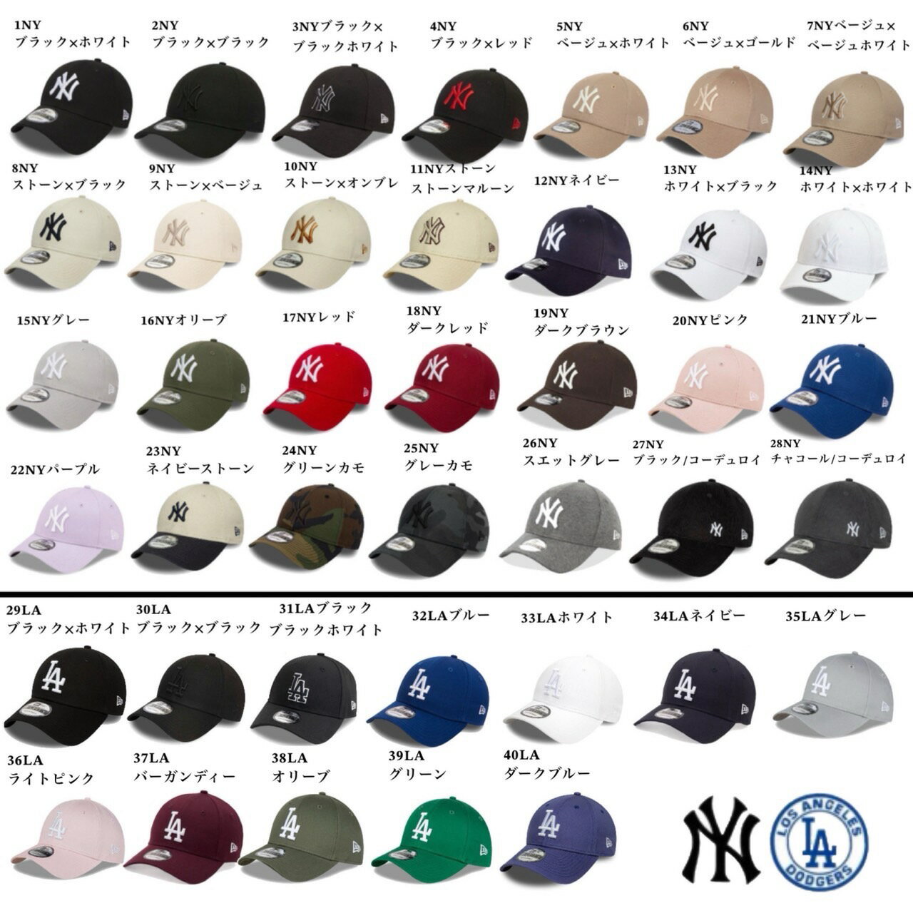 ニューエラ Newera キャップ 帽子 LA ドジャース ナインフォーティ ヤンキース NYY 野球チーム 940 ベースボールキャップ NEWERA 9FORTY LEAGUE BASIC CAP 2