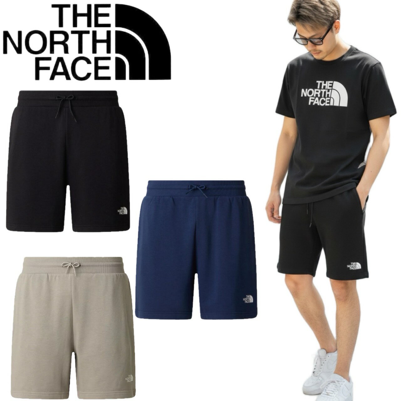 乐天商城 - ザ ノースフェイス The North Face ボトムス ハーフパンツ NF0A8GQB スウェット 半パン プリントロゴ メンズ 部屋着 M Simple Dome Light Regular Shorts