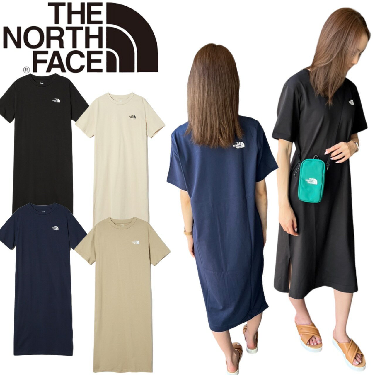 楽天STY1 楽天市場店ザ ノースフェイス The North Face ワンピース Tシャツ NT7ZP40A/B/C/D 半袖 レディース ひざ下丈 THE NORTH FACE W COTTON ONEPIECE