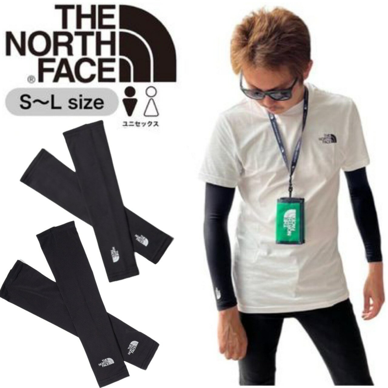 ザ ノースフェイス 韓国 アームカバー NA5AP02A/NA5AN10A 黒 UVカット 紫外線対策 腕カバー 男女兼用 リストレット 日焼け防止 THE NORTH FACE WRISTLET