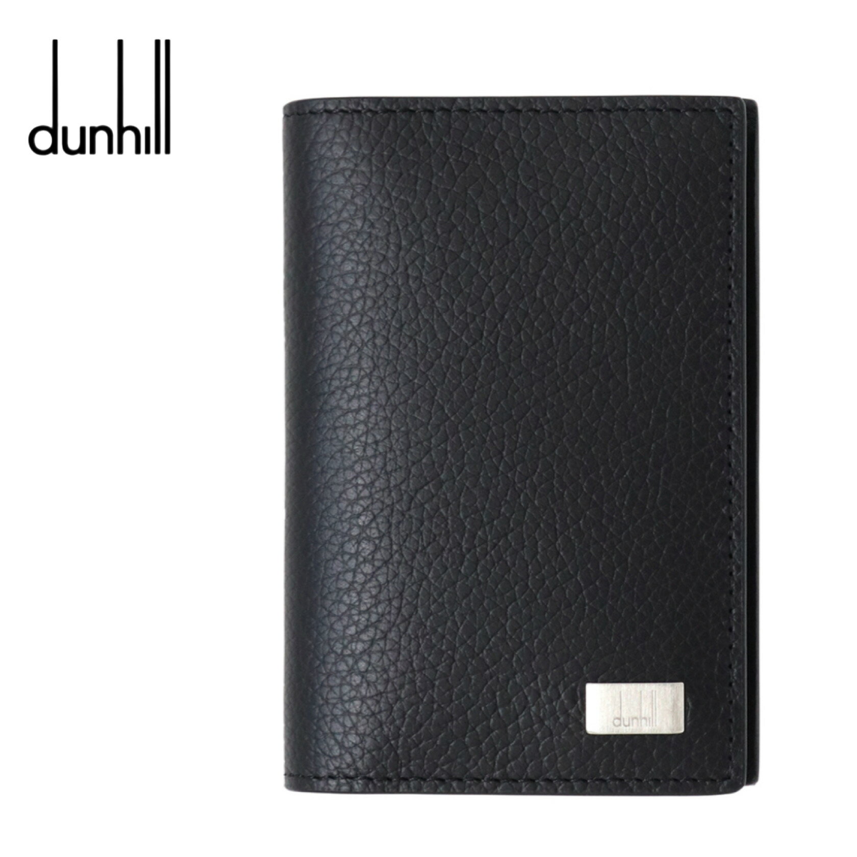 ダンヒル 名刺入れ メンズ ダンヒル Dunhill カードケース 二つ折り 名刺入れ メンズ レディース レザー DU19F2947AV 001 メタルプレート ブラック 小物 ギフト プレゼント ロゴ