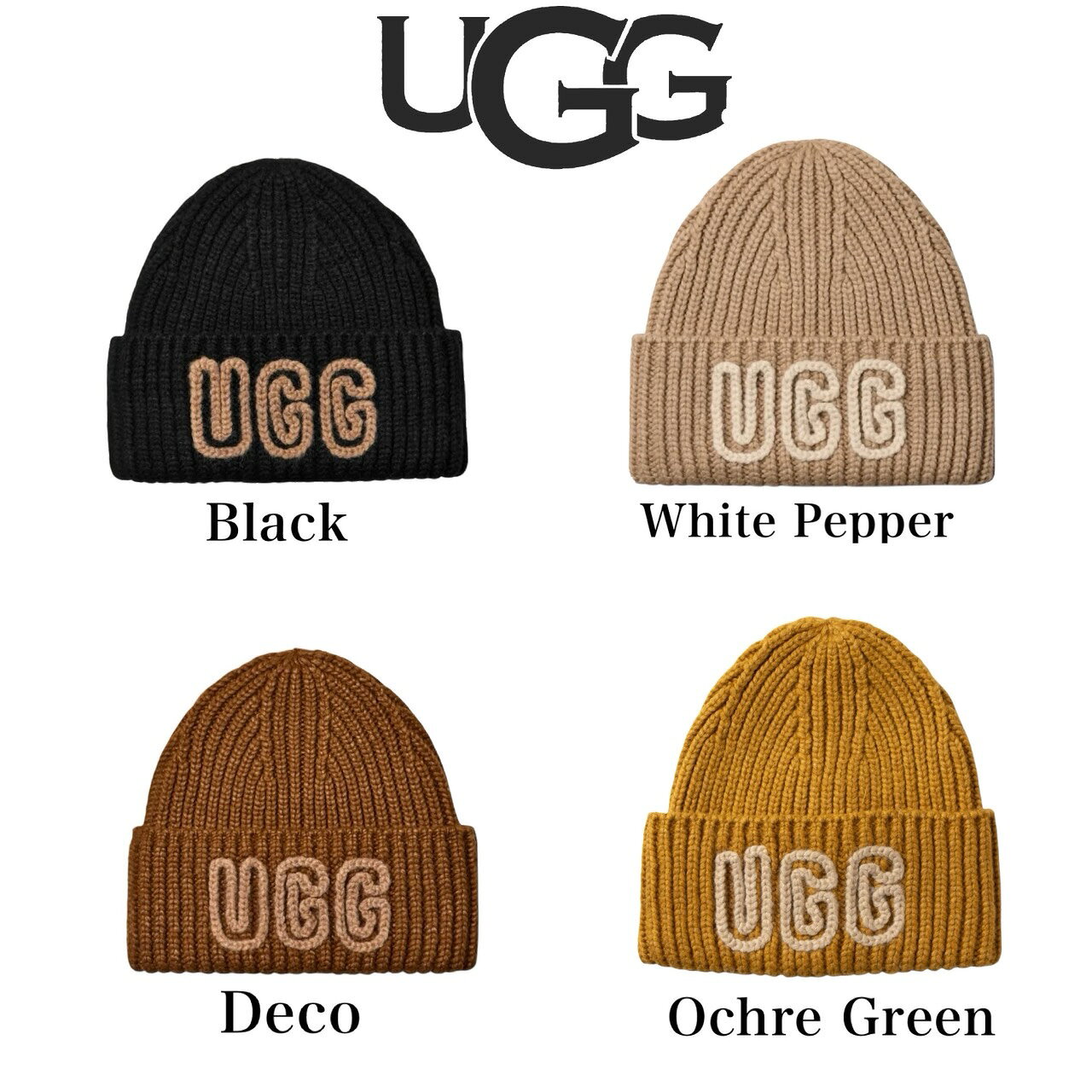 STY1 楽天市場店のアグ UGG ビーニー ニット帽 帽子 ロゴ チャンキー レディース メンズ 102345 ニットキャップ 防寒コーデ 小物 秋冬 UGG CHUNKY CRAFTED RIB BEANIE｜アングル2