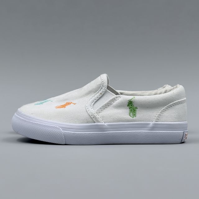 POLO RALPH LAUREN KEATON SLIPON ホワイト×パステルマルチ JP17.0cm スニーカー R...
