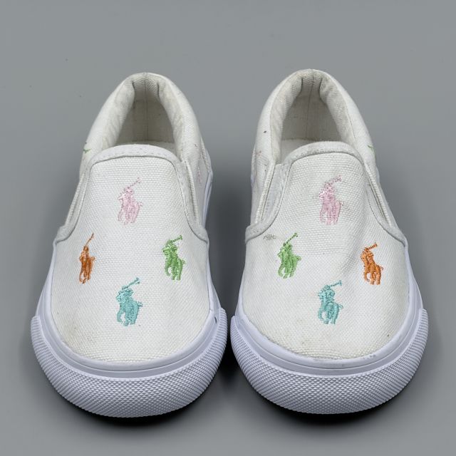 POLO RALPH LAUREN KEATON SLIPON ホワイト×パステルマルチ JP17.0cm スニーカー R...