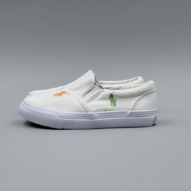 POLO RALPH LAUREN KEATON SLIPON ホワイト×パステルマルチ JP17.0cm スニーカー R...