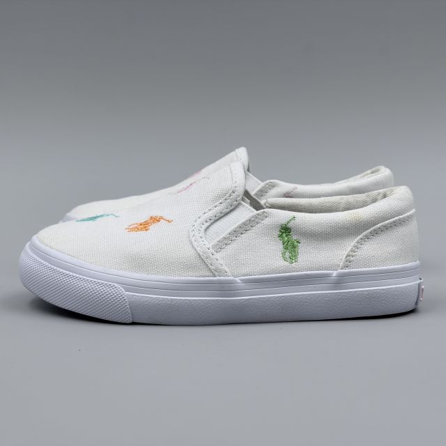 POLO RALPH LAUREN KEATON SLIPON ホワイト×パステルマルチ JP18.0cm スニーカー R...