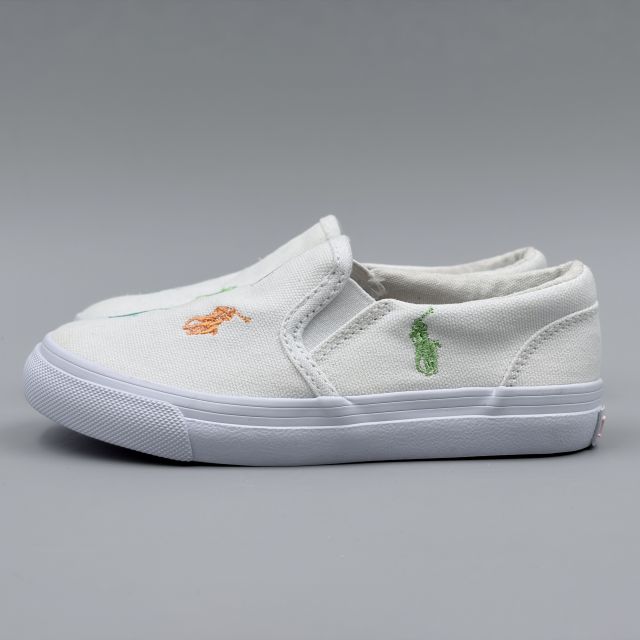 POLO RALPH LAUREN KEATON SLIPON ホワイト×パステルマルチ JP18.0cm スニーカー R...