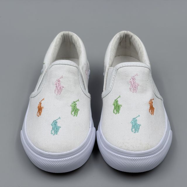 POLO RALPH LAUREN KEATON SLIPON ホワイト×パステルマルチ JP18.0cm スニーカー R...