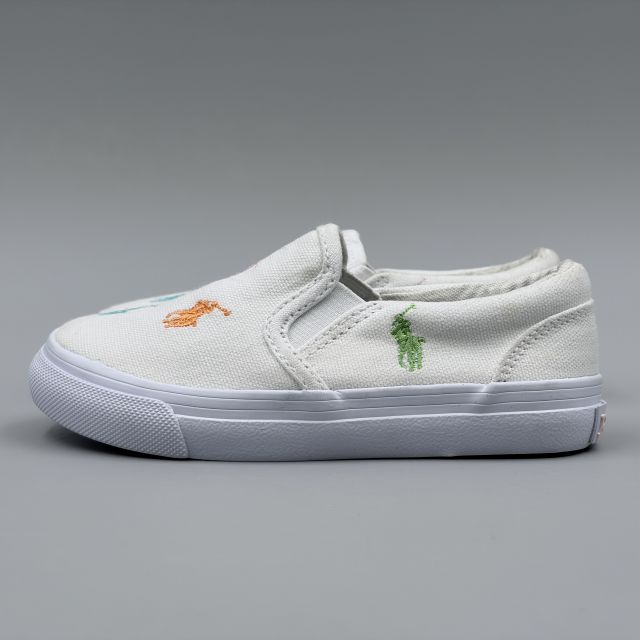 POLO RALPH LAUREN KEATON SLIPON ホワイト×パステルマルチ JP17.0cm スニーカー R...