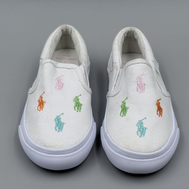 POLO RALPH LAUREN KEATON SLIPON ホワイト×パステルマルチ JP17.0cm スニーカー R...