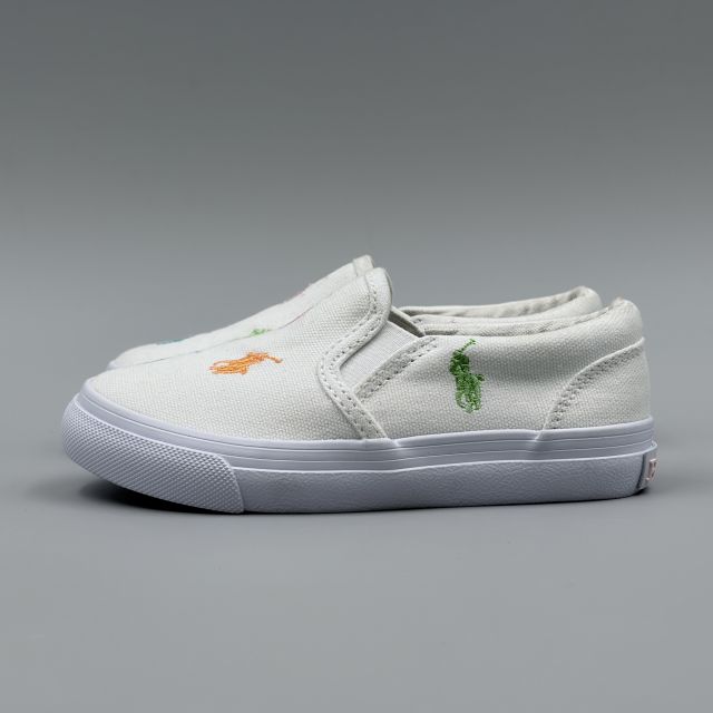 POLO RALPH LAUREN KEATON SLIPON ホワイト×パステルマルチ JP17.0cm スニーカー R...