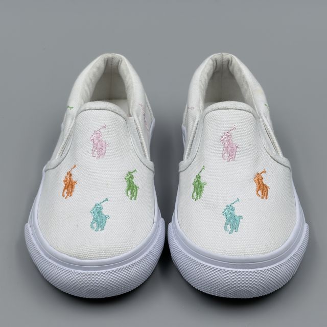 POLO RALPH LAUREN KEATON SLIPON ホワイト×パステルマルチ JP17.0cm スニーカー R...
