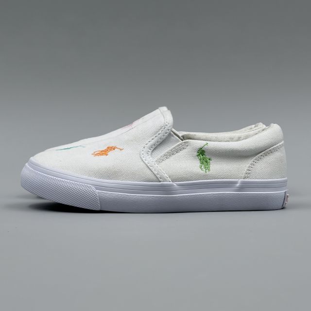 POLO RALPH LAUREN KEATON SLIPON ホワイト×パステルマルチ JP18.0cm スニーカー R...