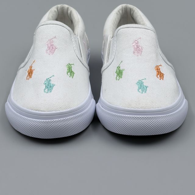 POLO RALPH LAUREN KEATON SLIPON ホワイト×パステルマルチ JP18.0cm スニーカー R...