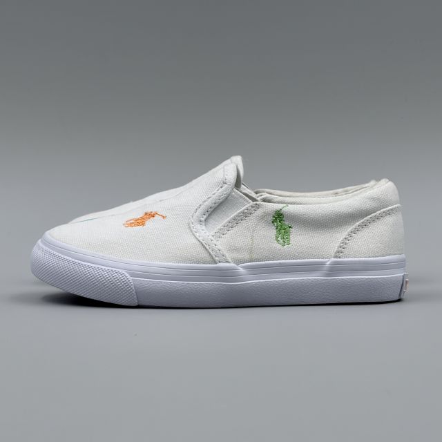 POLO RALPH LAUREN KEATON SLIPON ホワイト×パステルマルチ JP18.0cm スニーカー R...