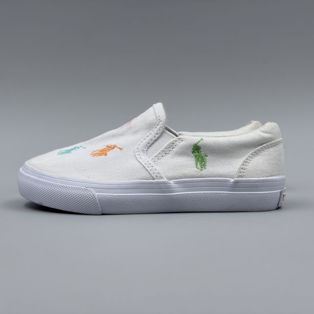 POLO RALPH LAUREN KEATON SLIPON ホワイト×パステルマルチ JP17.0cm スニーカー R...