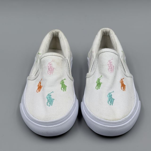 POLO RALPH LAUREN KEATON SLIPON ホワイト×パステルマルチ JP17.0cm スニーカー R...