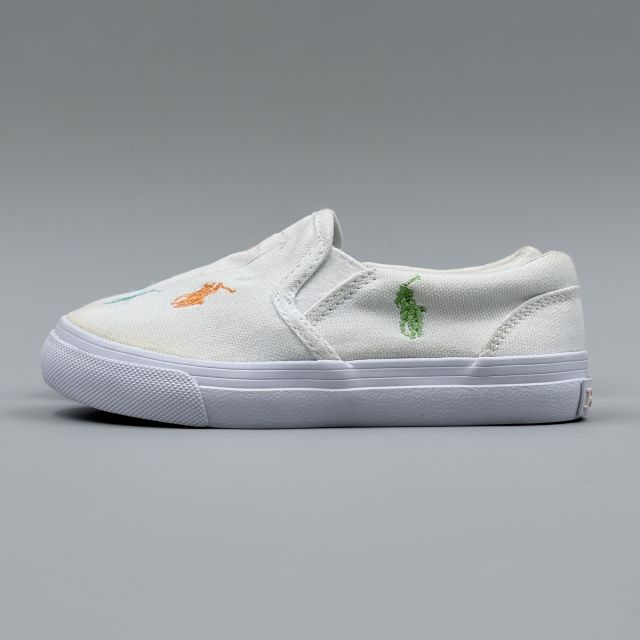 POLO RALPH LAUREN KEATON SLIPON ホワイト×パステルマルチ JP17.0cm スニーカー R...