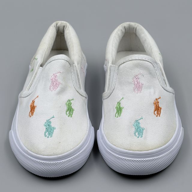POLO RALPH LAUREN KEATON SLIPON ホワイト×パステルマルチ JP17.0cm スニーカー R...