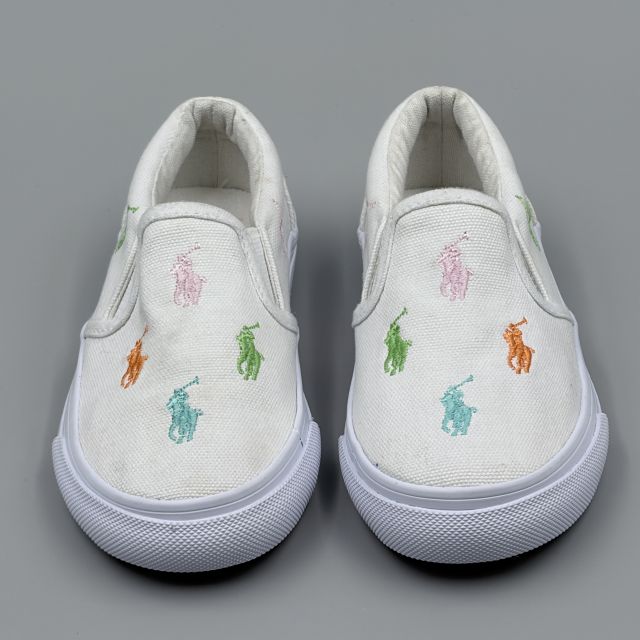 POLO RALPH LAUREN KEATON SLIPON ホワイト×パステルマルチ JP17.0cm スニーカー R...