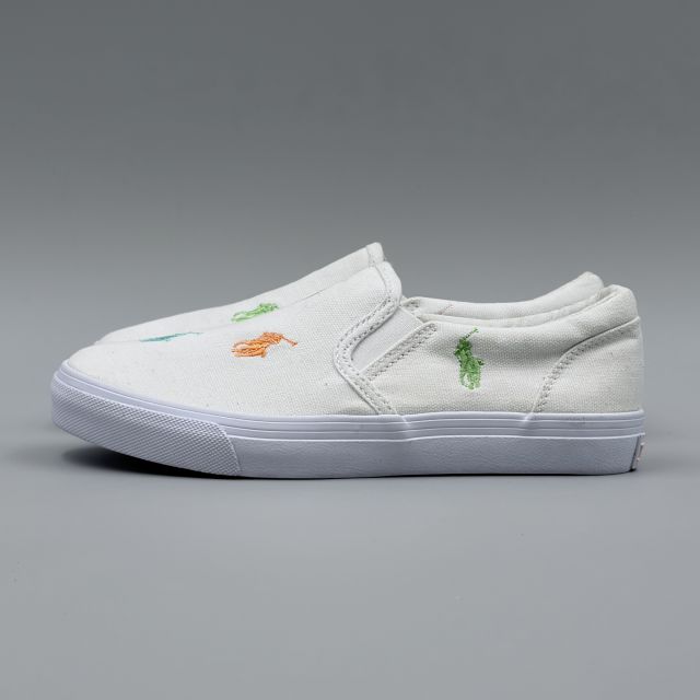 POLO RALPH LAUREN KEATON SLIPON ホワイト×パステルマルチ JP22.0cm スニーカー R...
