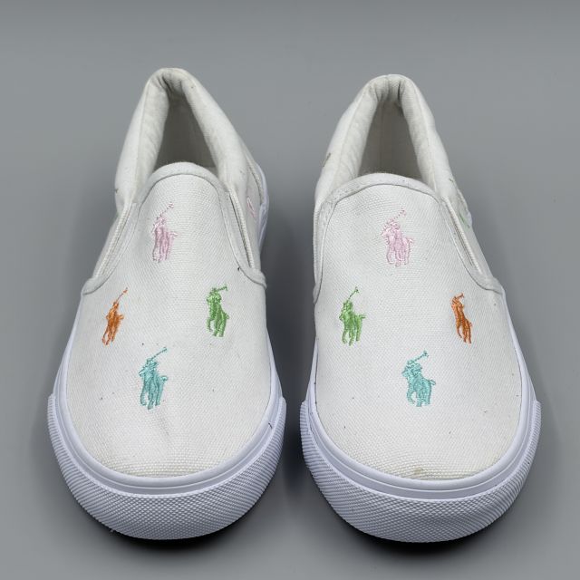 POLO RALPH LAUREN KEATON SLIPON ホワイト×パステルマルチ JP22.0cm スニーカー R...