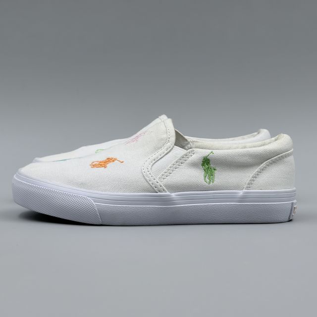 POLO RALPH LAUREN KEATON SLIPON ホワイト×パステルマルチ JP20.3cm スニーカー R...