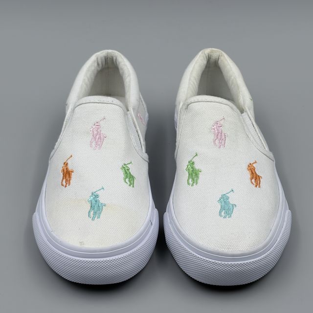 POLO RALPH LAUREN KEATON SLIPON ホワイト×パステルマルチ JP20.3cm スニーカー R...