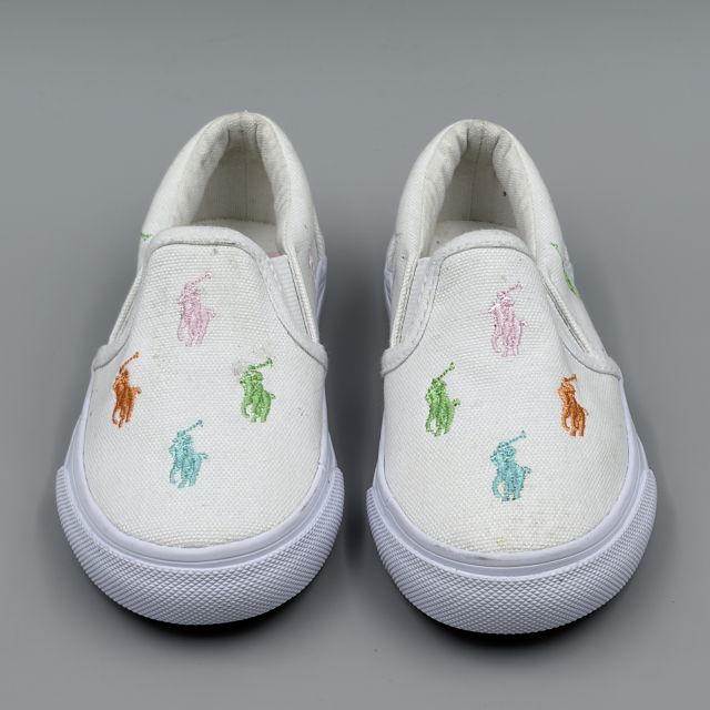 POLO RALPH LAUREN KEATON SLIPON ホワイト×パステルマルチ JP16.5cm スニーカー R...