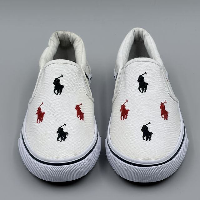 POLO RALPH LAUREN KEATON SLIPON ホワイト×パステルマルチ JP21.0cm スニーカー R...
