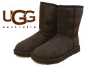 訳あり品 アグ クラシック ショート 5825 女性用 濃茶チョコレート 25.0cm US8.0 UGG AUSTRALIA CLASSIC SHORT CHOCOLATE レディース ムートン ブーツ シープスキン レザー 本革 天然皮革 (ug101)