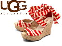 訳あり品 アグ ルチアナ ストライプ 1004566 レディース 女性用 トマトスープ 23.5cm US6.5 UGG AUSTRALIA W LUCIANNA STRIPE レディース サンダル ヒール レザー 本革 天然皮革 (ug137)