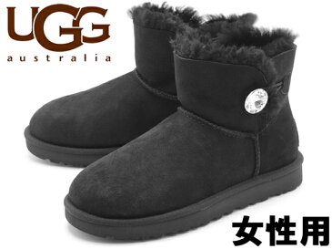 訳あり品 アグ ミニ ベイリー ボタン スワロフスキー ブリング 24.0cm US7.0 ブラック UGG 1016554 BLK(W) 女性用 UGG AUSTRALIA W MINI BAILEY BUTTON BLING (ug797)