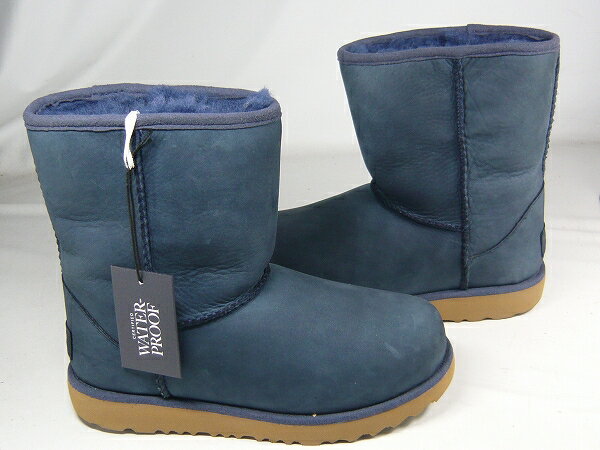 訳あり品 アグ クラシック ショート II ウォータープルーフ 21.0cm US2Kids ネイビー 1019646K 女性用兼子供用 UGG CLASSIC SHORT II WATERPROOF (ug758)