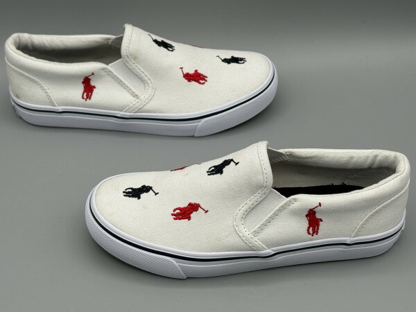 訳あり品 ポロ ラルフローレン スニーカー KEATON SLIP ON 21.0cm US1.0 ホワイト×...