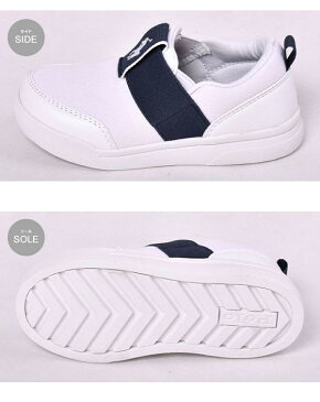 ポロ ラルフローレン KINGSTYN SLIP ON キッズ&ジュニア POLO RALPH LAUREN KINGSTYN SLIP ON RF1029 子供用 スニーカー ホワイトxネイビーxホワイト (01-10713040)