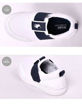 ポロ ラルフローレン KINGSTYN SLIP ON キッズ&ジュニア POLO RALPH LAUREN KINGSTYN SLIP ON RF1029 子供用 スニーカー ホワイトxネイビーxホワイト (01-10713040)