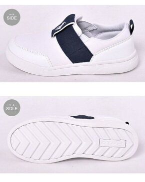 ポロ ラルフローレン KINGSTYN SLIP ON キッズ&ジュニア POLO RALPH LAUREN KINGSTYN SLIP ON RF1029 子供用 スニーカー ホワイトxネイビーxホワイト (01-10713045)