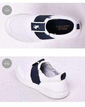 ポロ ラルフローレン KINGSTYN SLIP ON キッズ&ジュニア POLO RALPH LAUREN KINGSTYN SLIP ON RF1029 子供用 スニーカー ホワイトxネイビーxホワイト (01-10713045)
