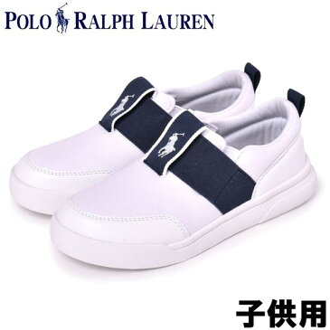 ポロ ラルフローレン KINGSTYN SLIP ON キッズ&ジュニア POLO RALPH LAUREN KINGSTYN SLIP ON RF1029 子供用 スニーカー ホワイトxネイビーxホワイト (01-10713045)