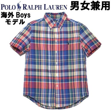 ポロ ラルフローレン ワンポイント チェックシャツ 男性用兼女性用 POLO RALPH LAUREN 323-785807 メンズ レディース 半袖シャツ レッドマルチ (01-21231129)