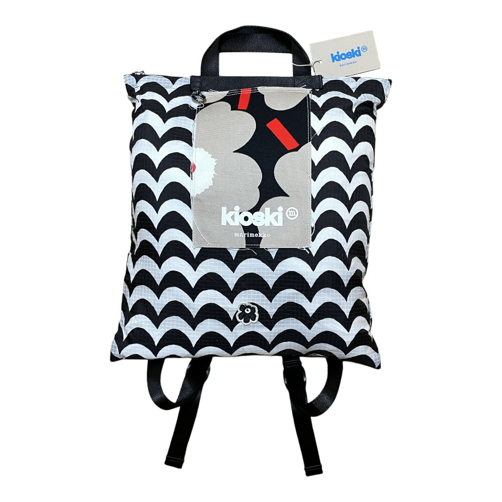 MARIMEKKO マリメッコ 91666 982 トートバッグ Kioski Funny B-Pack Laine Unikko BLACK/ブラックxBEIGE/ベージュ(982)