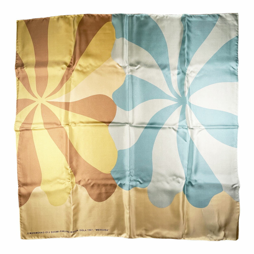 マリメッコ スカーフ MARIMEKKO マリメッコ 91688 558 スカーフ Lauhtua Meduusa silk scarf BLUE/ブルーx BROWN/ブラウンxYELLOW/イエロー(558)