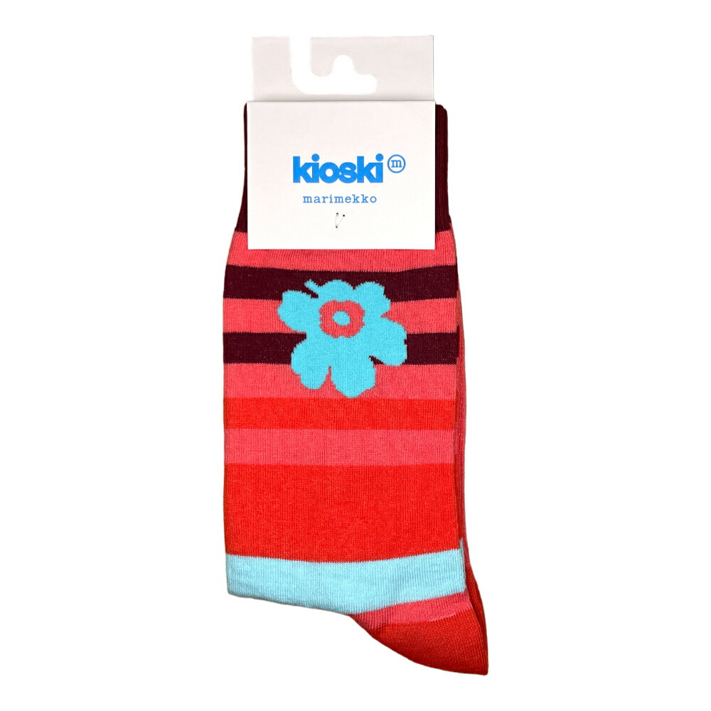 MARIMEKKO マリメッコ 91730 283 3739 ソックス Kioski Kasvaa Ralli Unikko Socks RED/レッドxBLUE/ブルー(283)