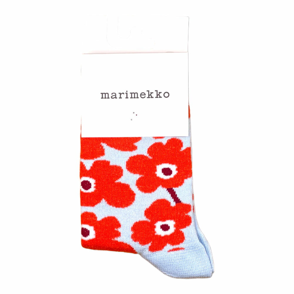 楽天andmore　楽天市場店MARIMEKKO マリメッコ 91734 371 2527 ソックス Kids Unikko Ankle Socks RED/レッドxLIGHT BLUE/ライトブルー（371）