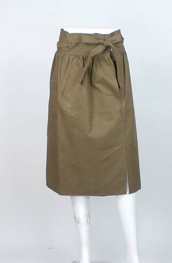 【安さで勝負！さらに値下げ】大人ナチュラル　タイプライター素材ラップスカート　カフェ風巻きスカート　綿100％(ウエスト64・67・70)カーキ