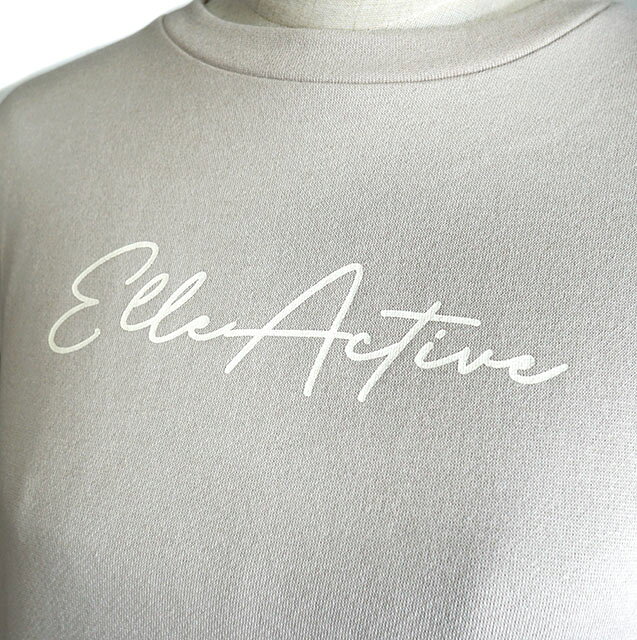 ＜ELLE Active＞ ロゴプリント 重ね着風チュニック レイヤード風 綿混（M～LL）グレージュ・ネイビー・パープル　3色【秋冬】【スーパーSALE協賛ポイント最大46倍！】 style-cafe-10064292 Style Cafe サンプル画像3